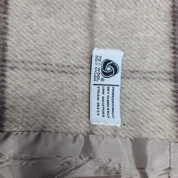 Alorna Tan Gray Brown Plaid Vintage USA Wool Blend Lined Coat Medium - Picture 5 of 6